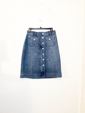Talbots Dark Blue Button-Front Denim Mini Skirt SZ- 6P